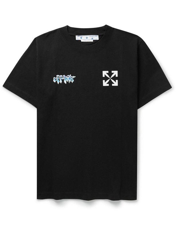 Photo: Off-White - Slim-Fit Printed Cotton-Jersey T-Shirt - Black