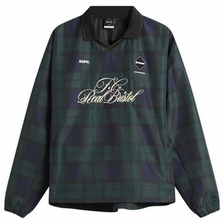 Photo: F.C. Real Bristol Men's Plaid Practice Polo Collar Piste in Navy Black Watch