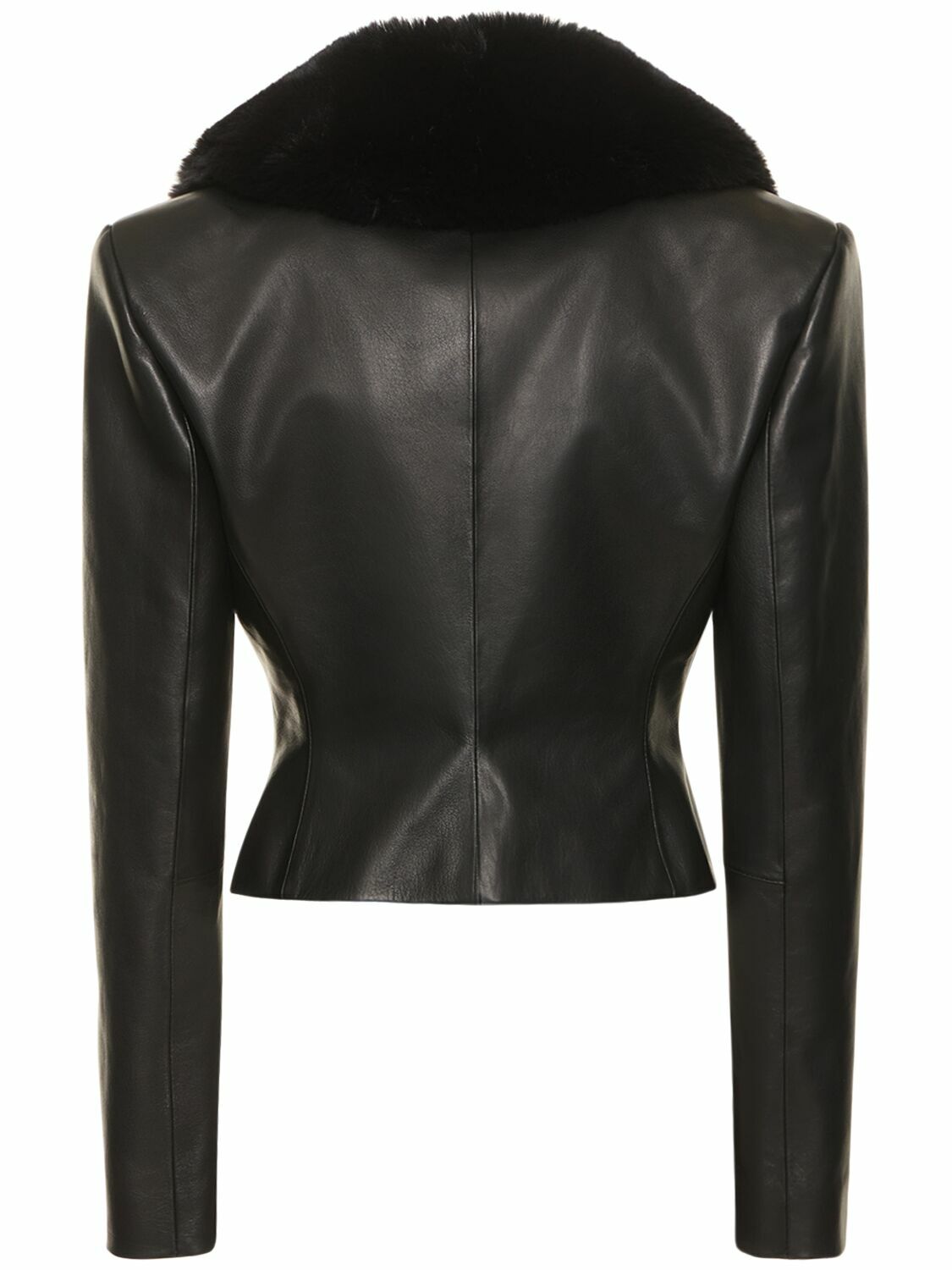 レザージャケット・コート Magda Butrym Leather Jacket With Unique Fur Insert Magda Butrym Leather Jacket With Unique Fur Insert Black