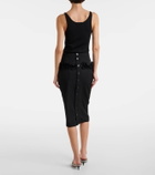 McQueen Buttoned lace-trimmed wool pencil skirt