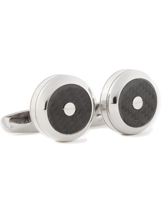 Photo: Chopard - Classic Racing Engraved Stainless Steel and Carbon Fibre Cufflinks