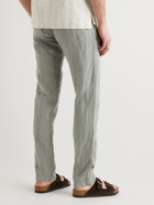 Hartford - Tanker Slim-Fit Linen Drawstring Trousers - Gray