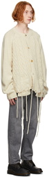 Doublet Beige Recycled Wool Cable Knit Cardigan