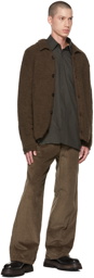 AMOMENTO Brown Spread Collar Cardigan