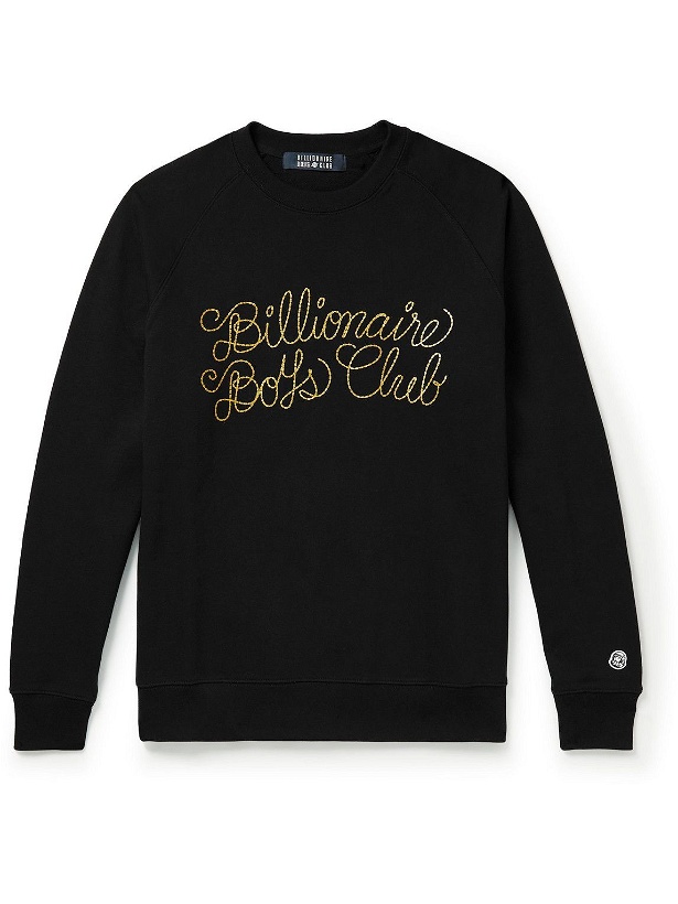 Photo: Billionaire Boys Club - Glittered Logo-Print Cotton-Jersey Sweatshirt - Black