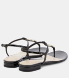 Gucci Logo embellished patent leather thong sandals