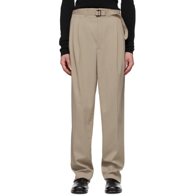 Photo: Lemaire Beige Belted Pleat Trousers