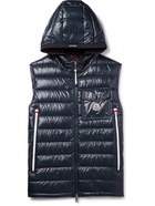 Moncler - Ragot Logo-Appliquéd Quilted Glossed-Shell Hooded Down Gilet - Blue