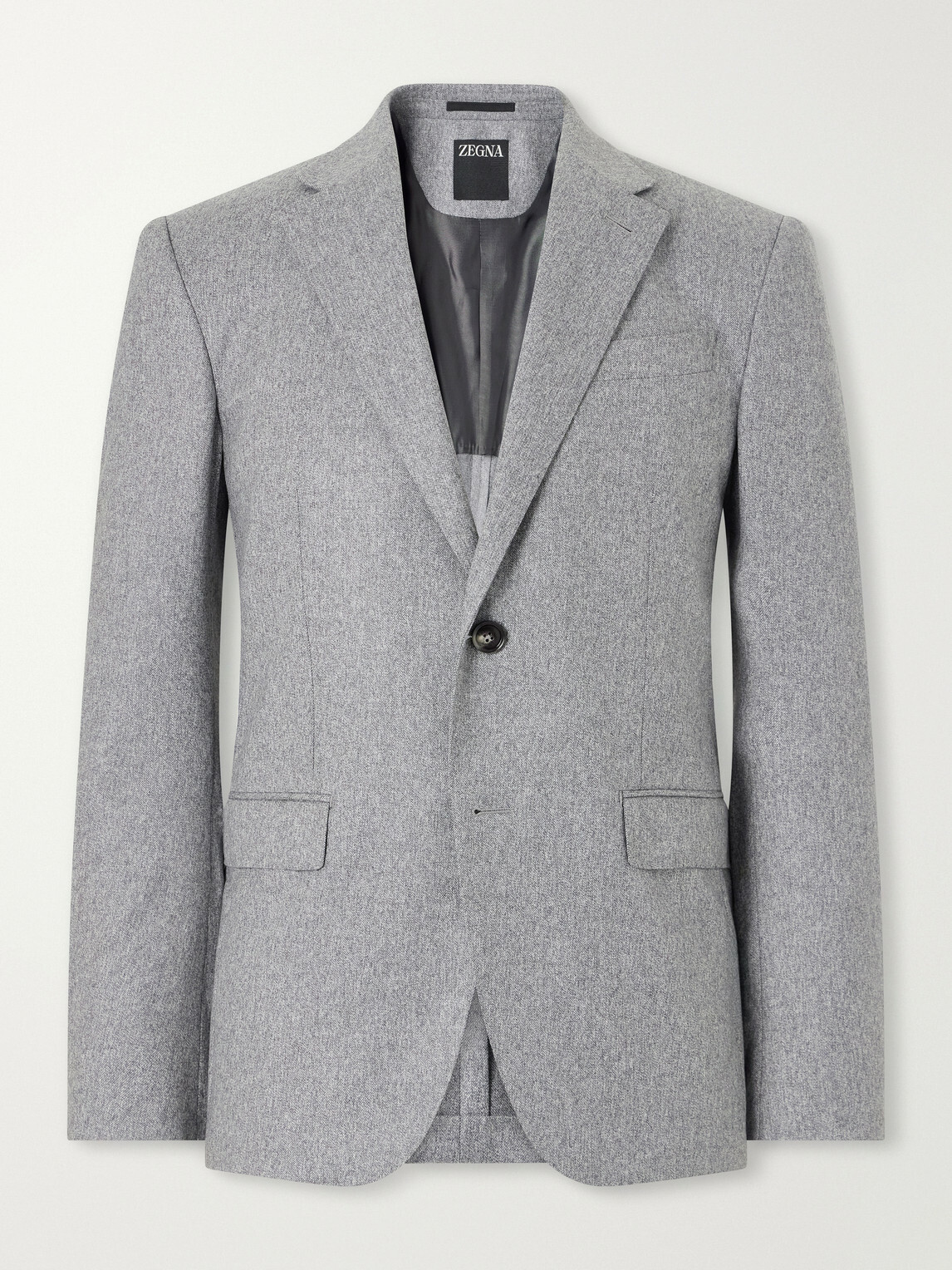 Zegna - Wool and Cashmere-Blend Mélange Flannel Suit Jacket - Gray