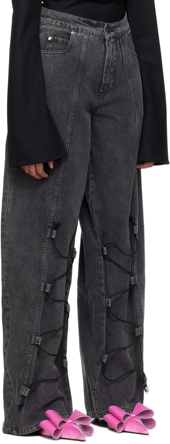 Jade Cropper Gray Drawstring Jeans