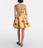 Ganni Pleated printed satin minidress