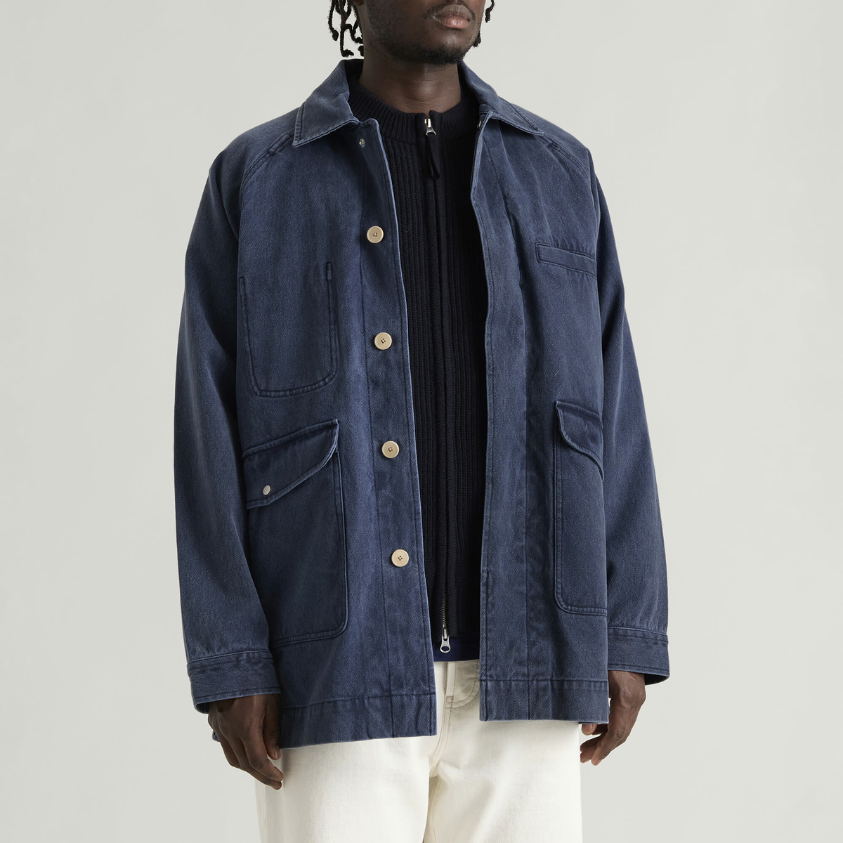 Folk Men's Carcoat in Indigo Canvas
