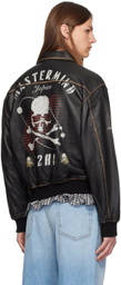mastermind JAPAN Brown C2H4® Edition Embroidered-Logo Leather Jacket