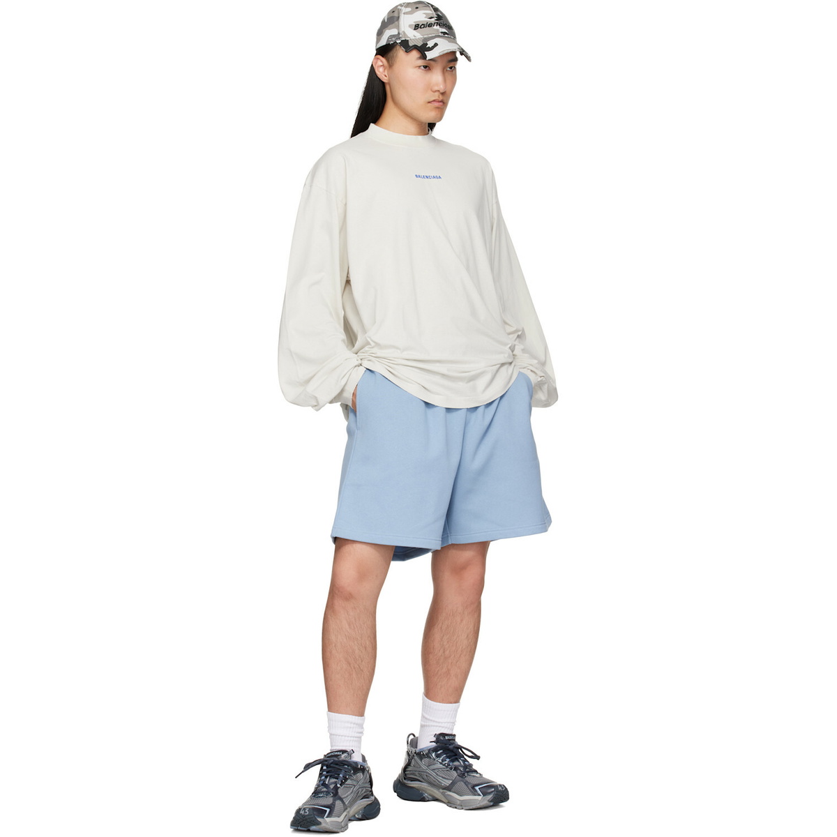 Balenciaga White Distressed Long-Sleeve T-Shirt