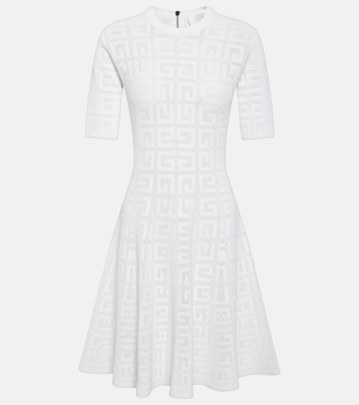 White FF logo-jacquard sleeveless mini dress, Fendi