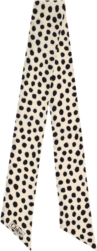 Photo: Chloé Off-White & Black 'The Chloé' Spotted Bandeau Scarf
