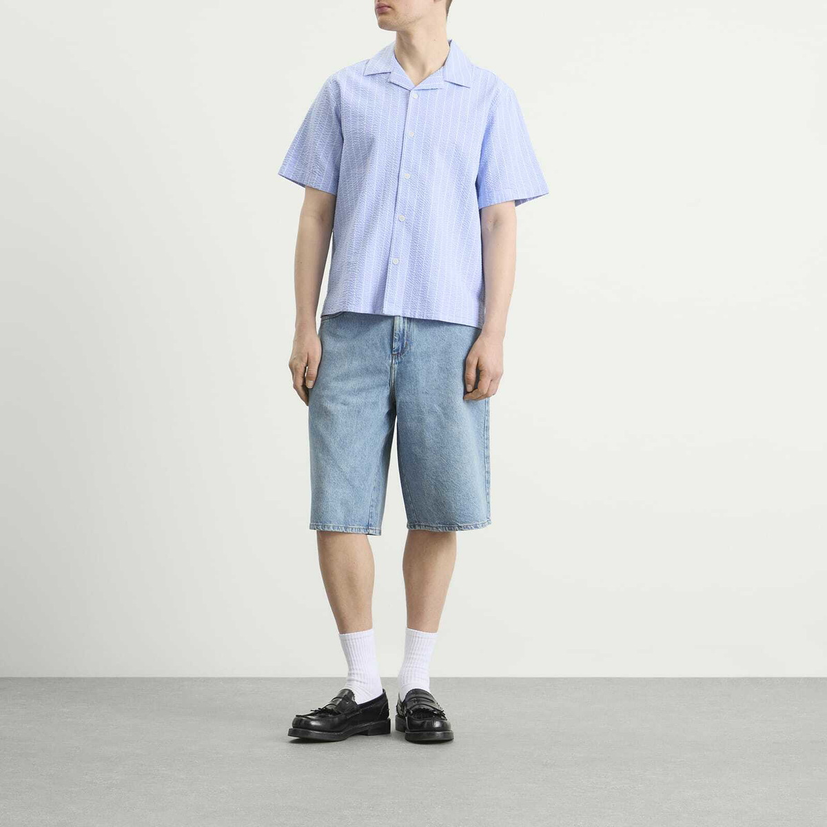 Wax London Men's Luca Vintage Denim Shorts in Antique Blue