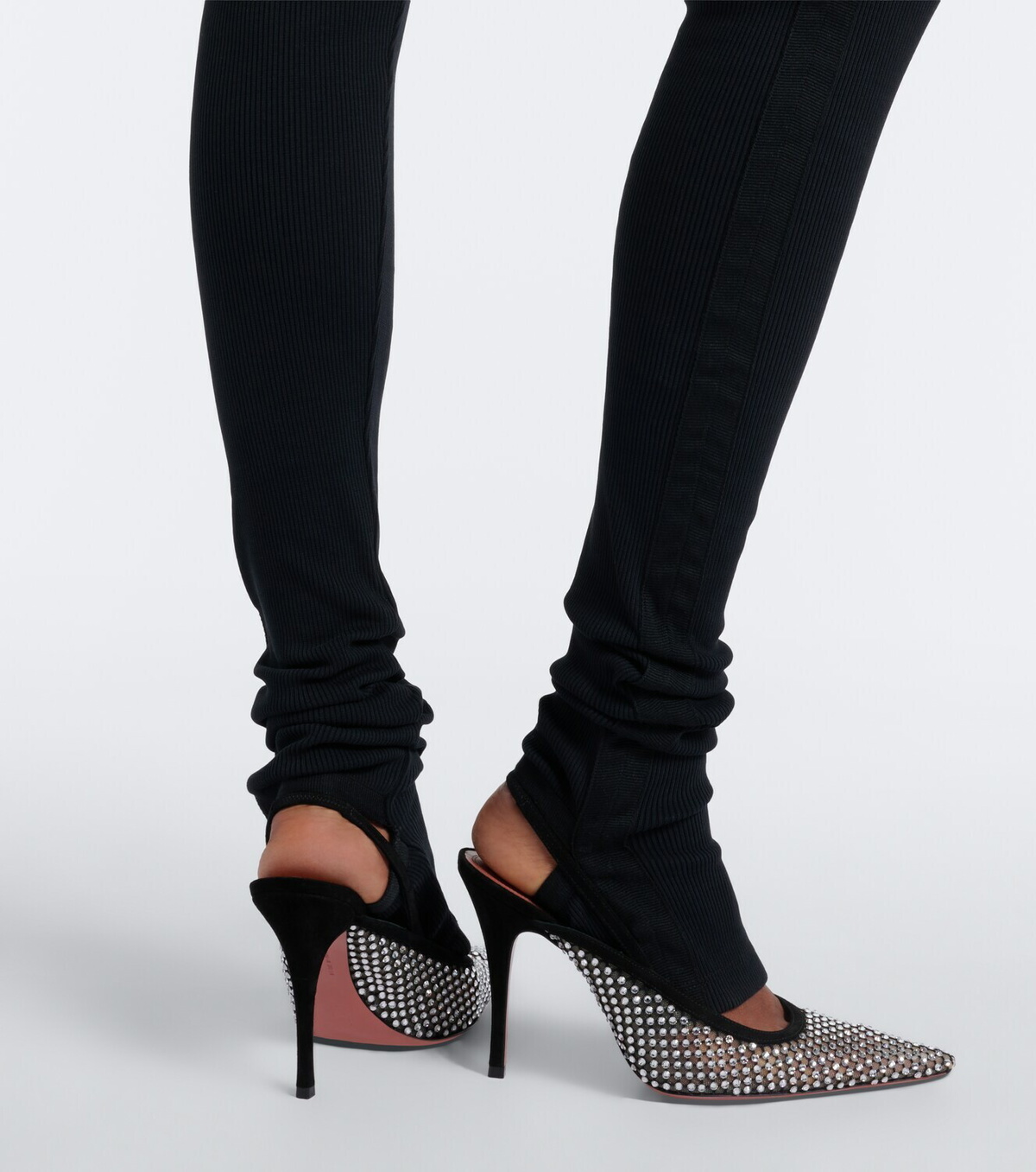 Amina Muaddi Felicia embellished mesh slingback pumps