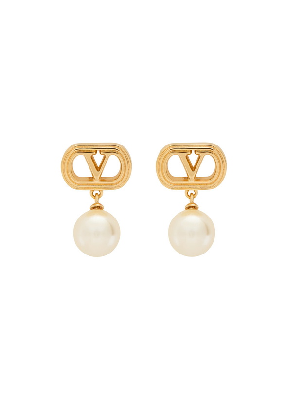 Photo: Valentino Garavani Ovalette Vlogo Swarovski Pearl-embellished Earrings - One Size