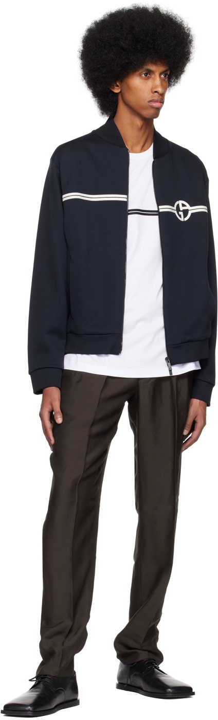 Giorgio Armani Navy Embroidered Sweater