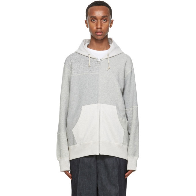 Photo: Comme des Garcons Homme Grey Panelled Zip Hoodie