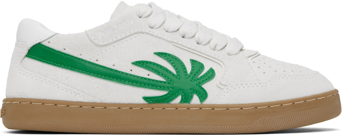 Palm Angels Off-White & Green New Palm 1 Suede Sneakers
