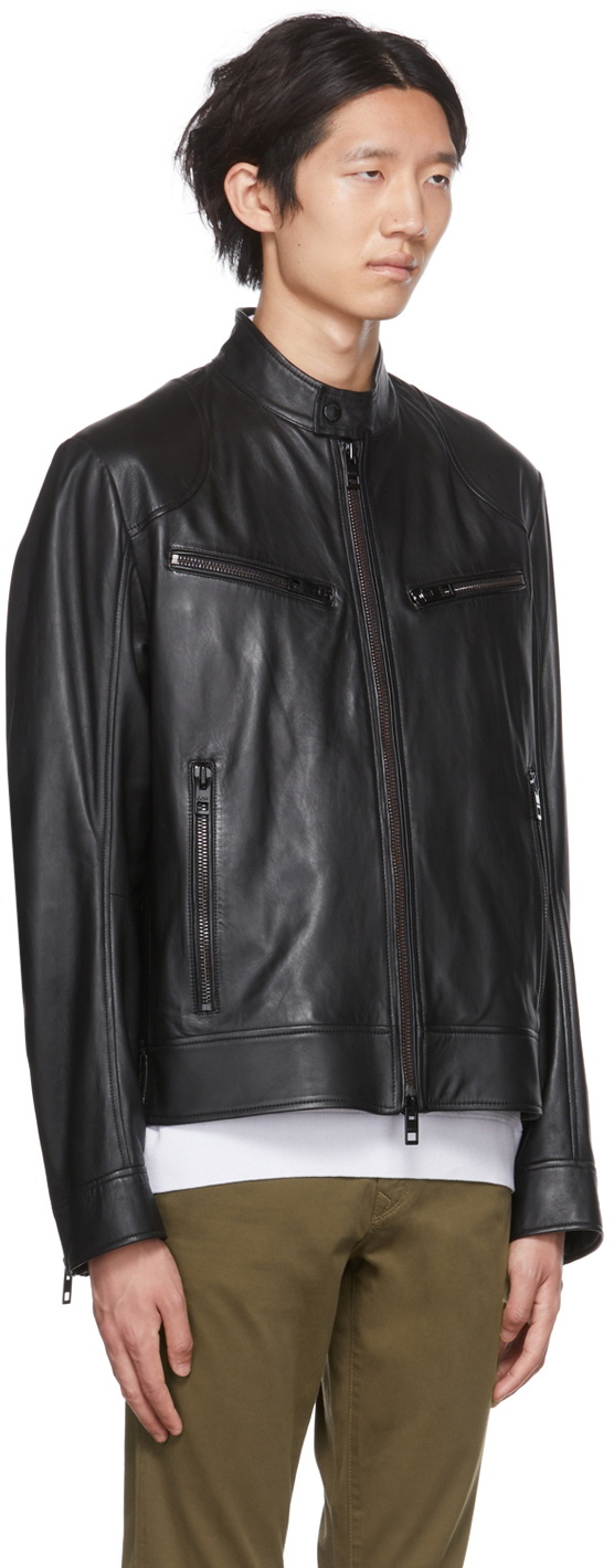 Boss Black Zip Leather Jacket BOSS