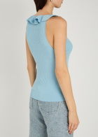 Alice + Olivia Marnie Ruffled Knit top Blue