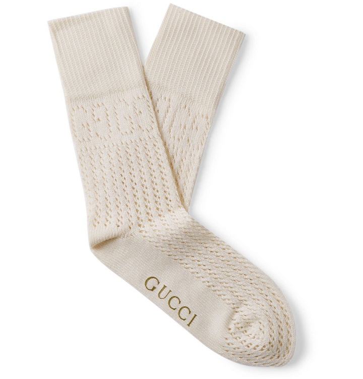 Photo: Gucci - Printed Cotton-Blend Socks - Neutrals