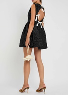 Sister Jane Lucia Floral-jacquard Cloqué Mini Dress Black