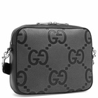 Gucci Men's GG Jumbo Leather Crossbody Bag in Black 