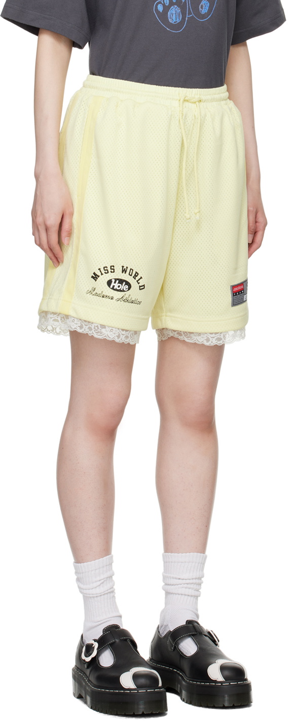 MadeMe Yellow Lace Trim Shorts