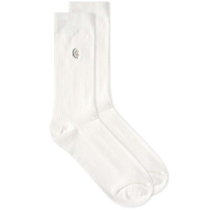 Photo: Quiet Golf Men's Heritage Logo Sock in Off-White