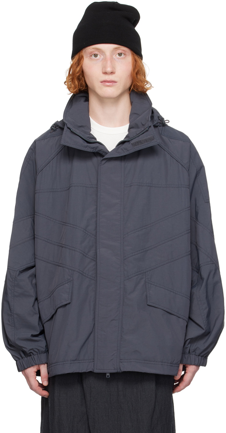 Juun.J Gray Oblique Cut Track Jacket