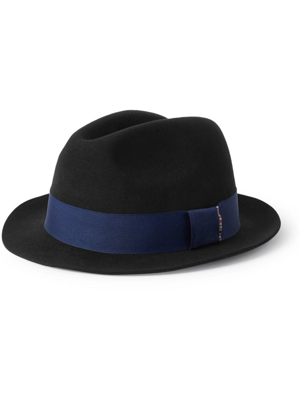 Photo: Paul Smith - Grosgrain-Trimmed Felted Wool Hat - Black