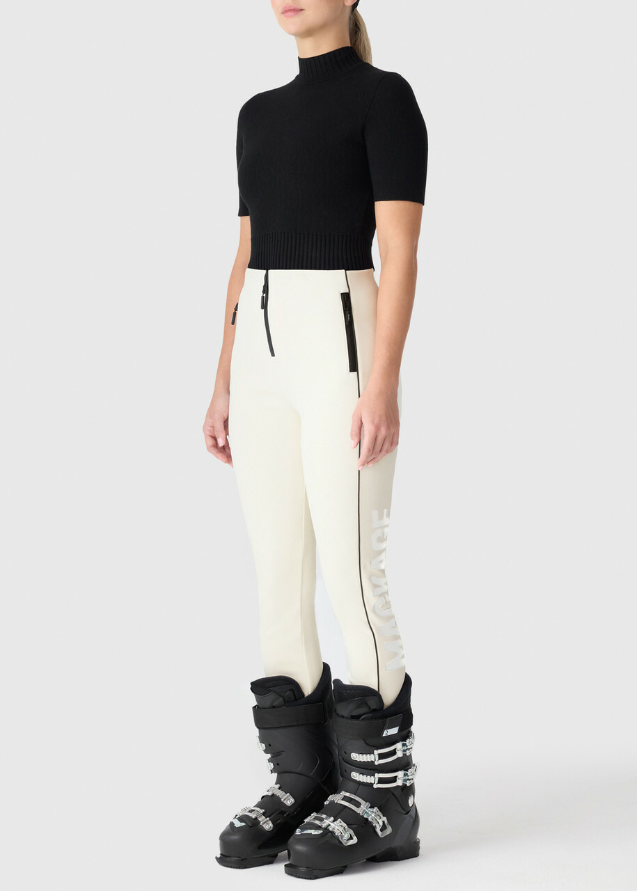 Mackage Zavi Bonded Fleece Stirrup ski Trousers Off White