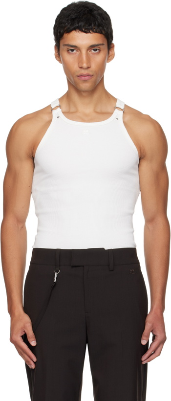 Photo: Courrèges White Buckle 90's Rib Tank Top