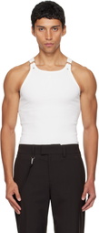 Courrèges White Buckle 90's Rib Tank Top