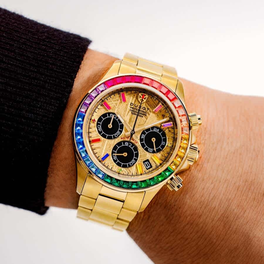 Duxot Accelero Meteorite Chronograph Quartz Gold Dial Mens Watch DX-2071-33