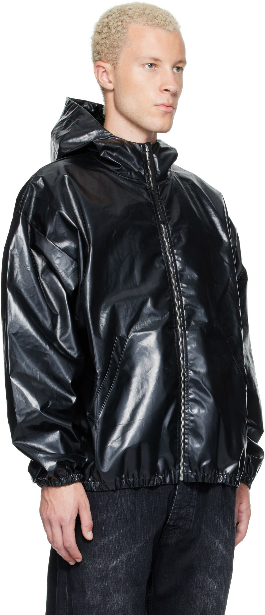 ALEXANDER DIGENOVA Black Coated Windbreaker Jacket