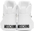 Moschino White Bumps & Stripes High-Top Sneakers