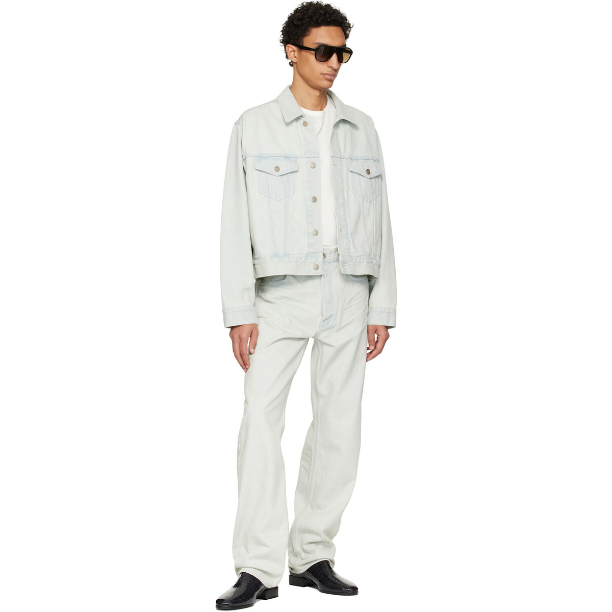 Fear of God Blue Bleached Denim Classic Trucker Jacket