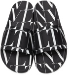 Valentino Garavani Black & White 'VLTN' All Over Slides