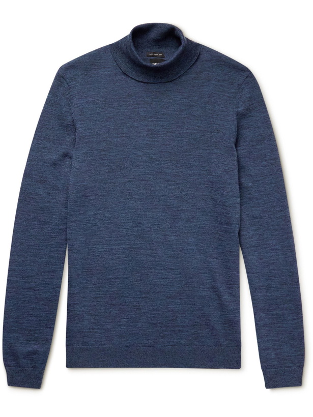 Photo: Hugo Boss - Slim-Fit Virgin Wool Rollneck Sweater - Blue