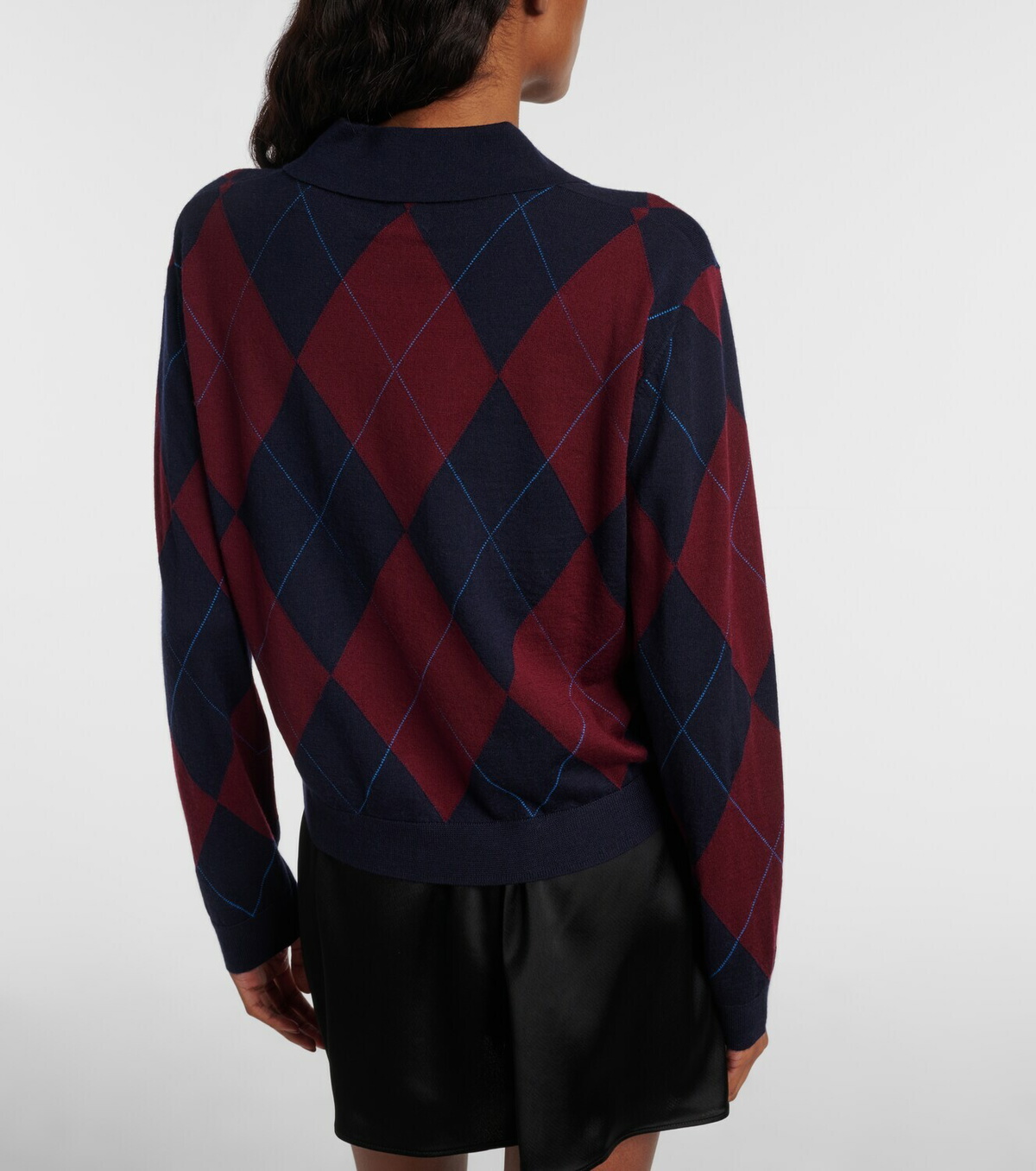 Leset James argyle wool polo sweater