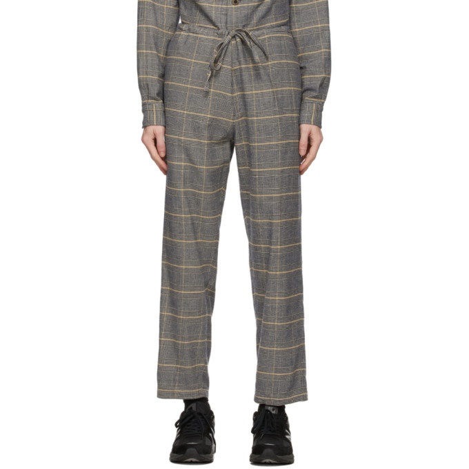 Photo: tss Navy and Yellow Check Drawstring Trousers