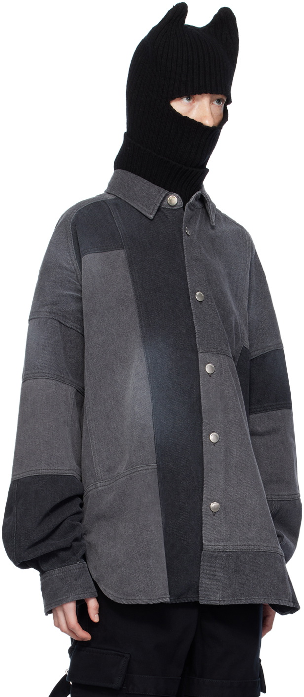 AMBUSH Black Patchwork Denim Shirt