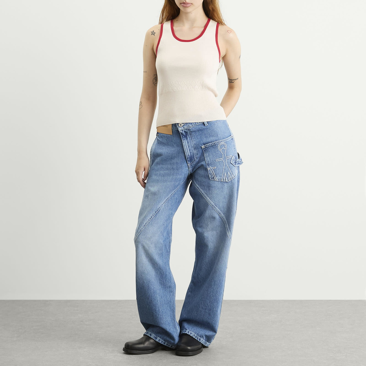 JW Anderson Women's Contrast Trim Vest in Ecru