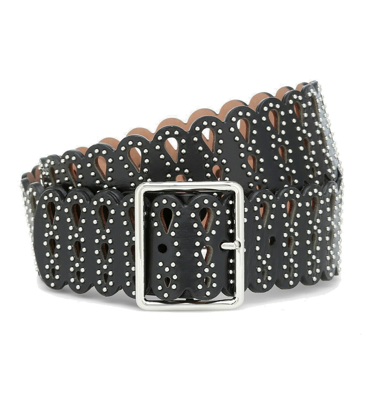 Alaia Brun Sepia Leopard Oval Buckle Belt