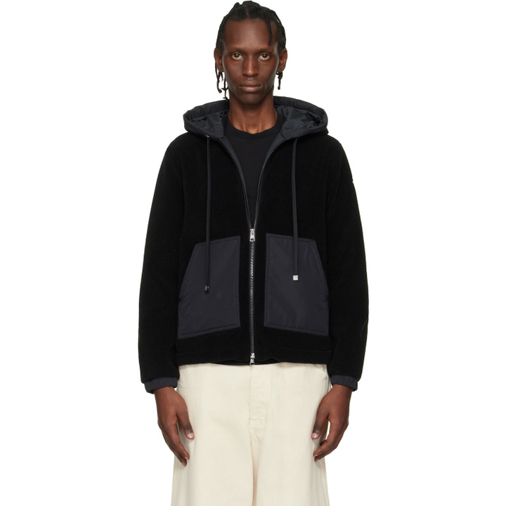 Photo: Moncler Black Archivio Zip-Up Cardigan Hoodie